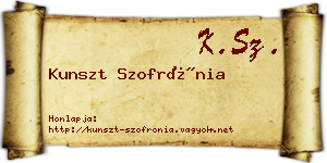 Kunszt Szofrónia névjegykártya